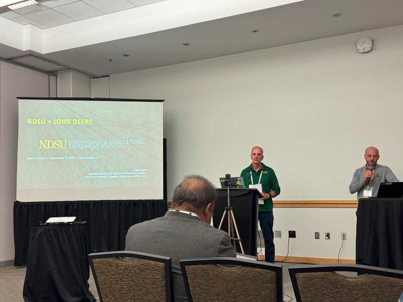 Dr. Frank Casey presenting NDSU + John Deere at TechCon